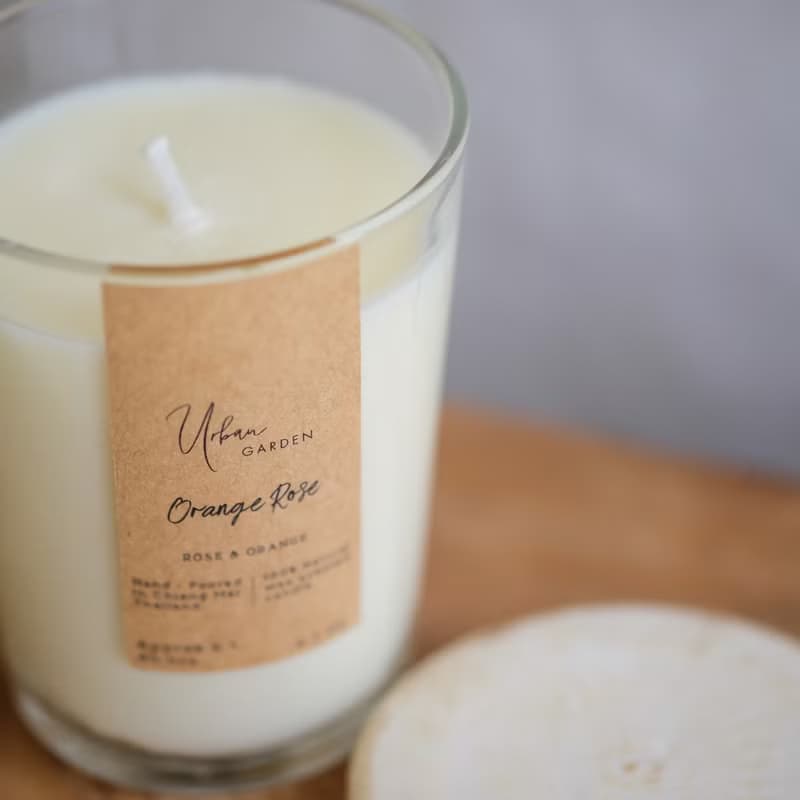 Soy Wax Candle, Orange & Rose Scented Candle, Aromatherapy Candle, Massage Oil