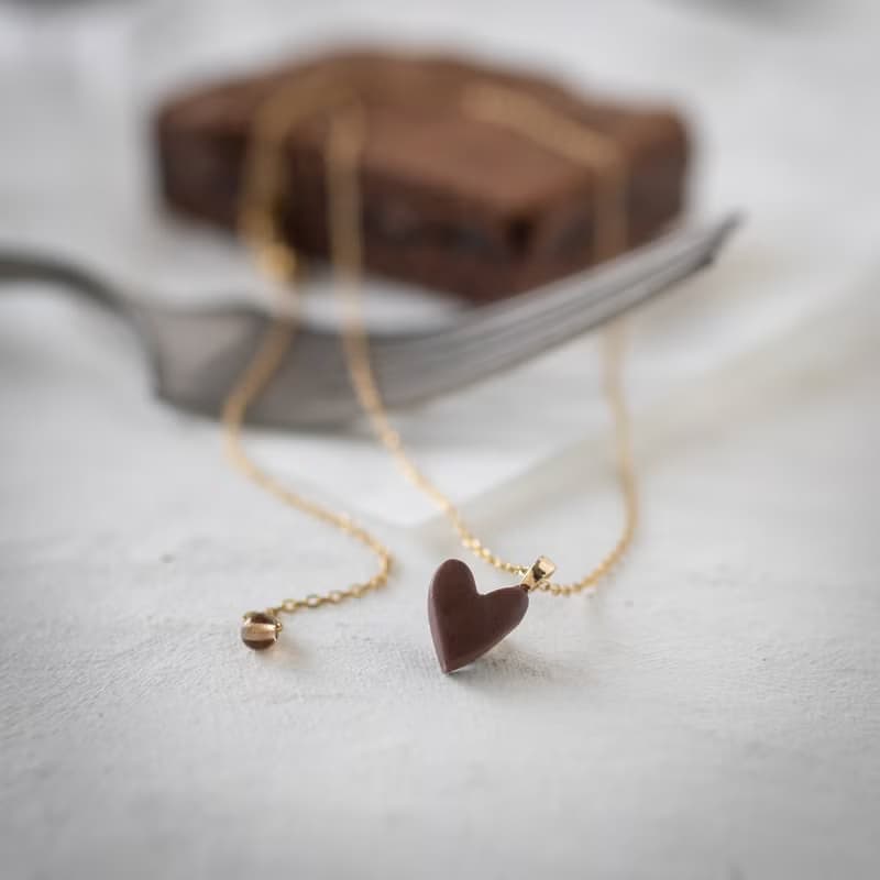 小號心形項鍊  巧克力 / 不銹鋼 / 尺寸不限