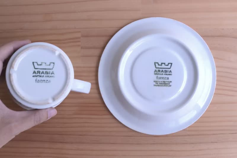Arabia Faenza 巧克力色小花咖啡老件杯盤組