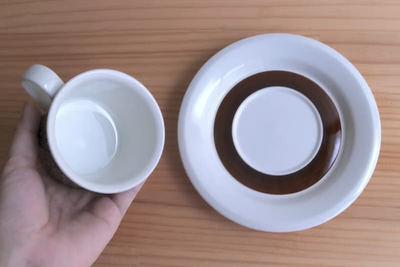 Arabia Faenza 巧克力色小花咖啡老件杯盤組