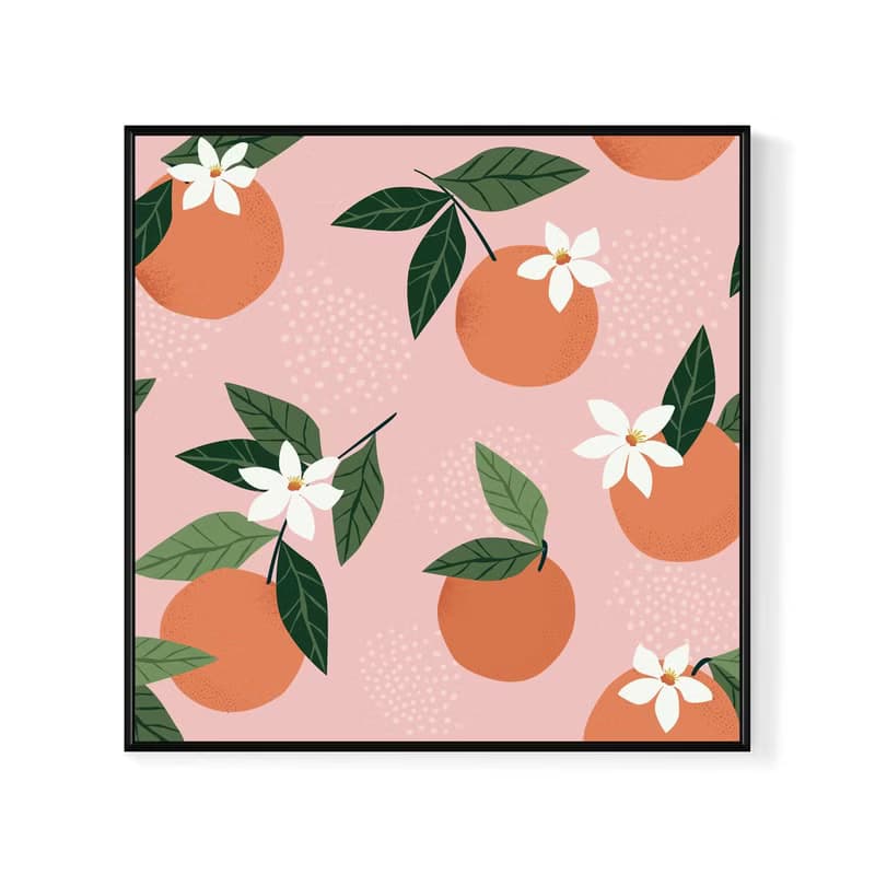 柑橘與花卉拼貼II-童趣/掛畫/繽紛/水果/牆面裝飾/複製畫/佈置