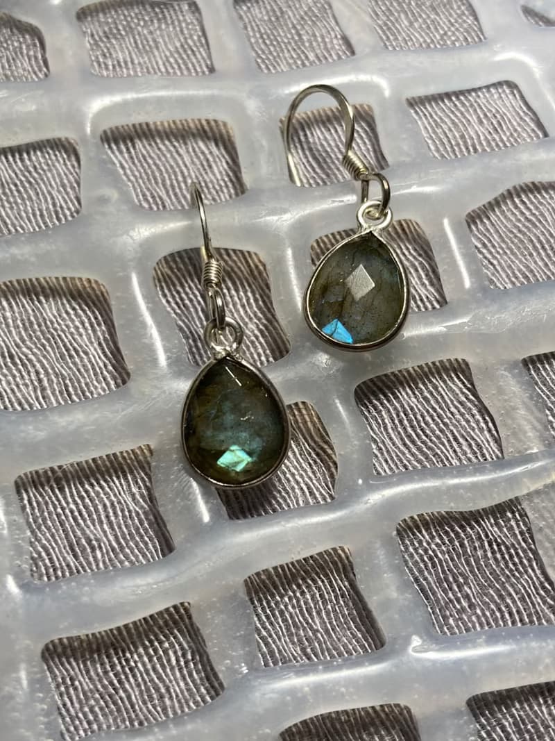 天然 拉長石 耳環 耳飾 印度製 925純銀