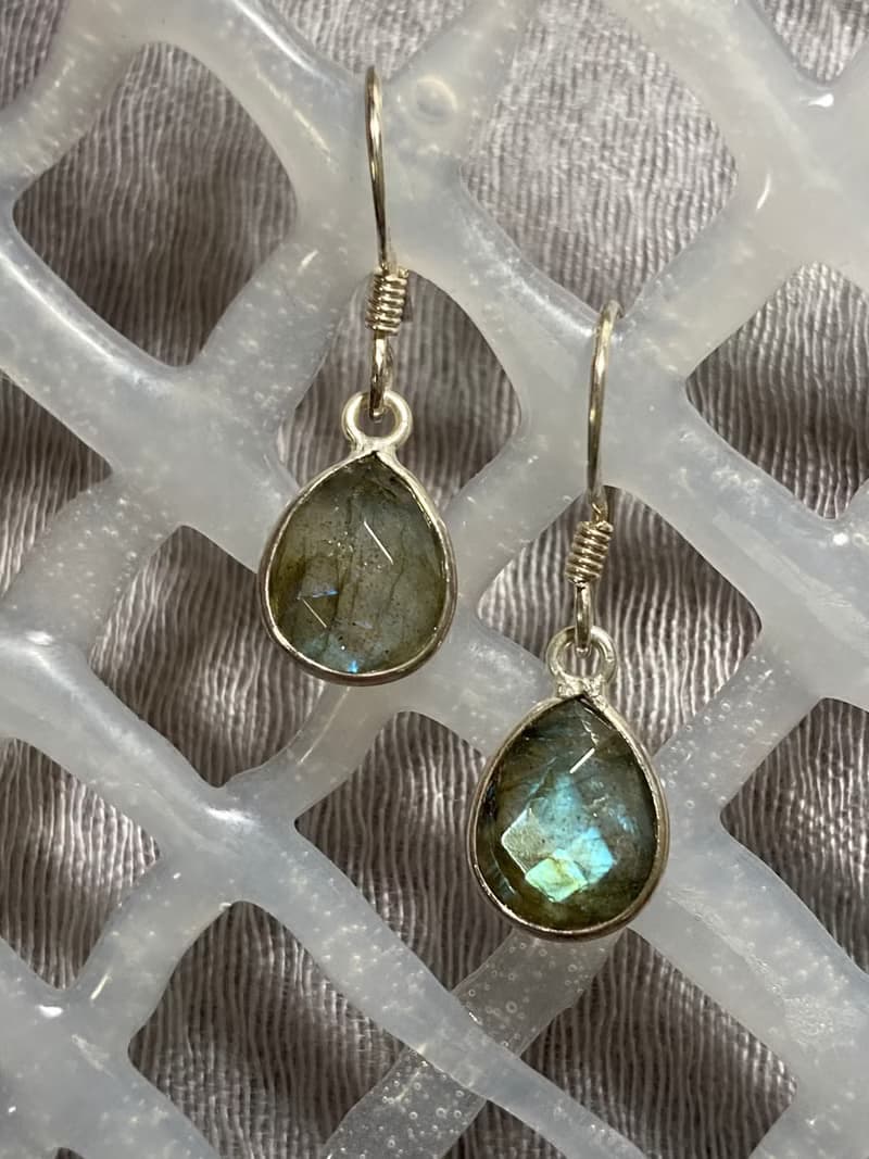 天然 拉長石 耳環 耳飾 印度製 925純銀