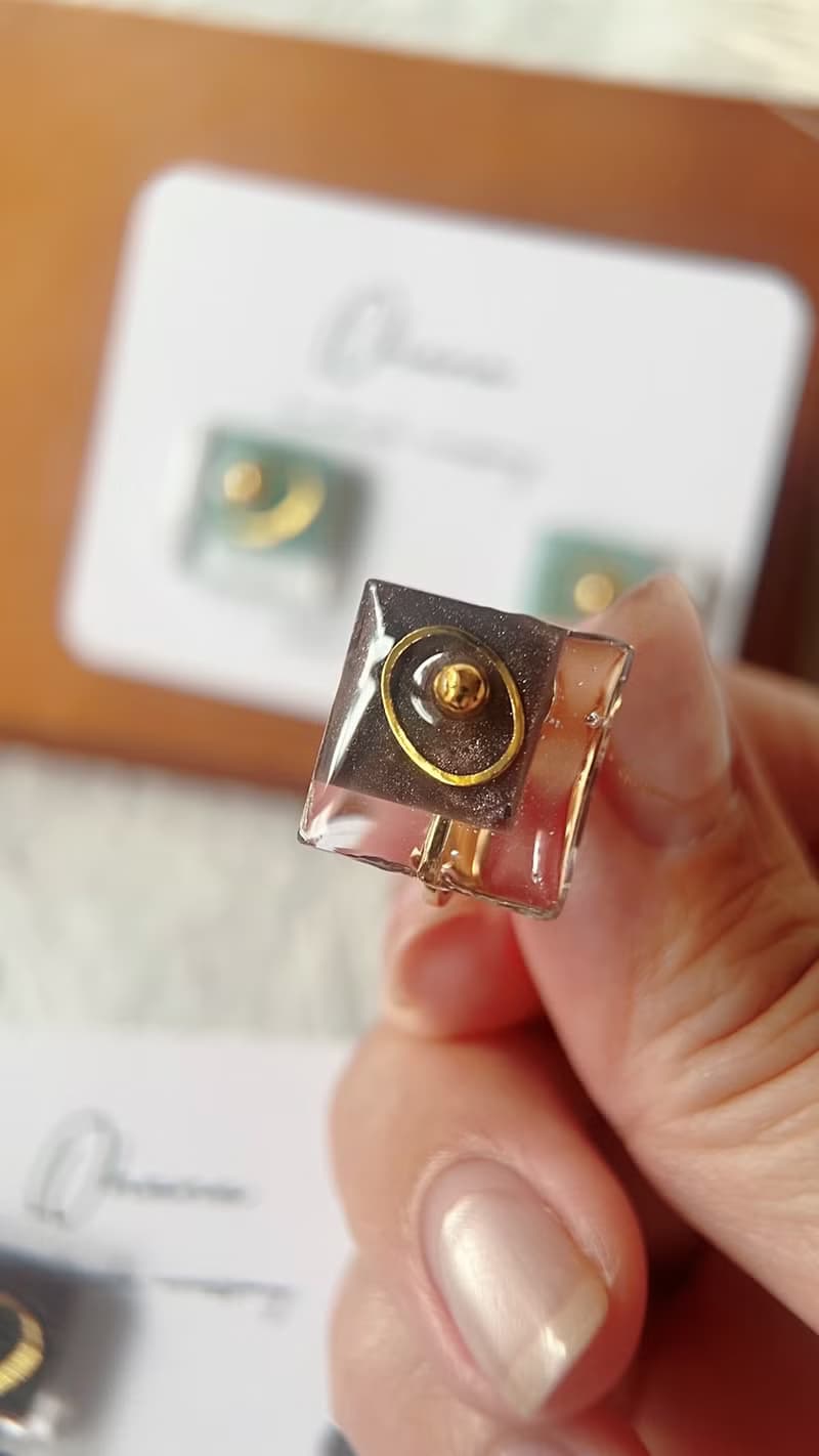 玻光耳飾  手工耳環 uv膠  抗過敏