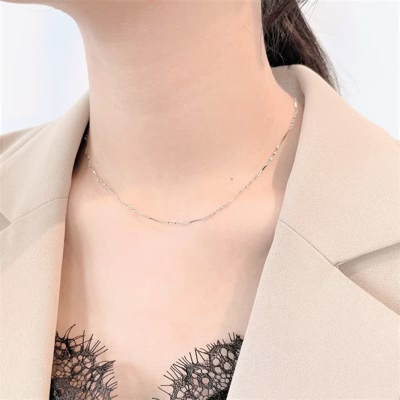 │簡約│高質感 • 細波紋鎖骨鍊 • 925silver • 純銀項鍊
