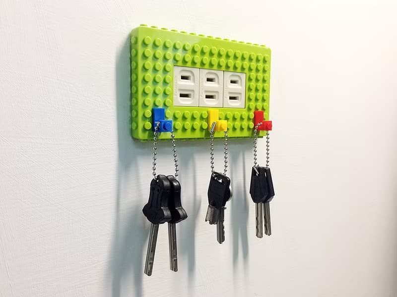 Qubefun 積木收納電源蓋+積木掛勾(幸運綠)可愛禮物 相容樂高LEGO