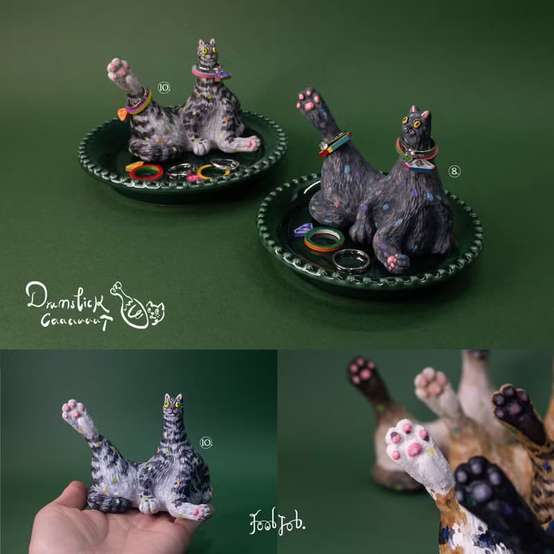 【雞腿貓 Drumstick Cat 2版】戒座/戒指架/貓戒台/情人節禮物