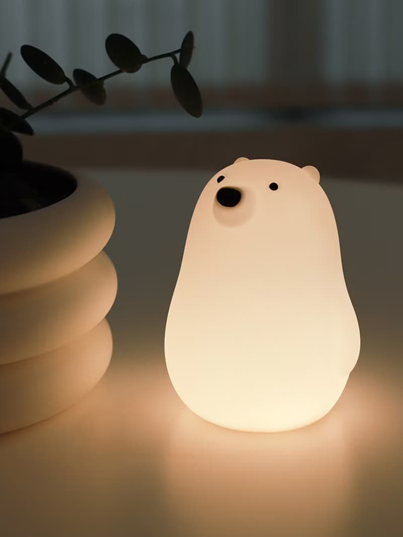 小白熊伴眠燈 護眼小夜燈 圓滾滾 拍拍即亮