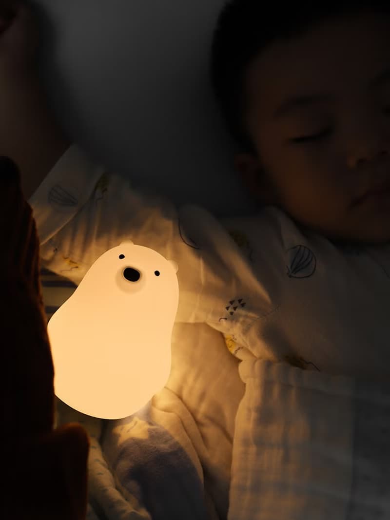 小白熊伴眠燈 護眼小夜燈 圓滾滾 拍拍即亮