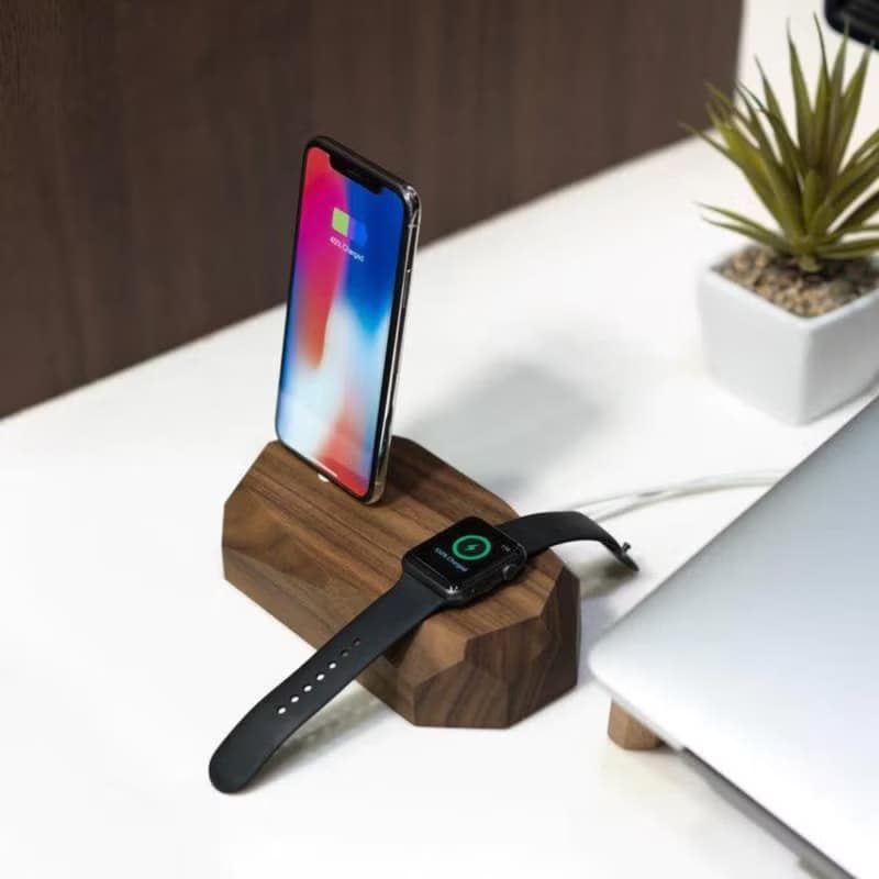 二合一實木iPhone充電器  蘋果手機充電器  實木Apple充電器 禮物