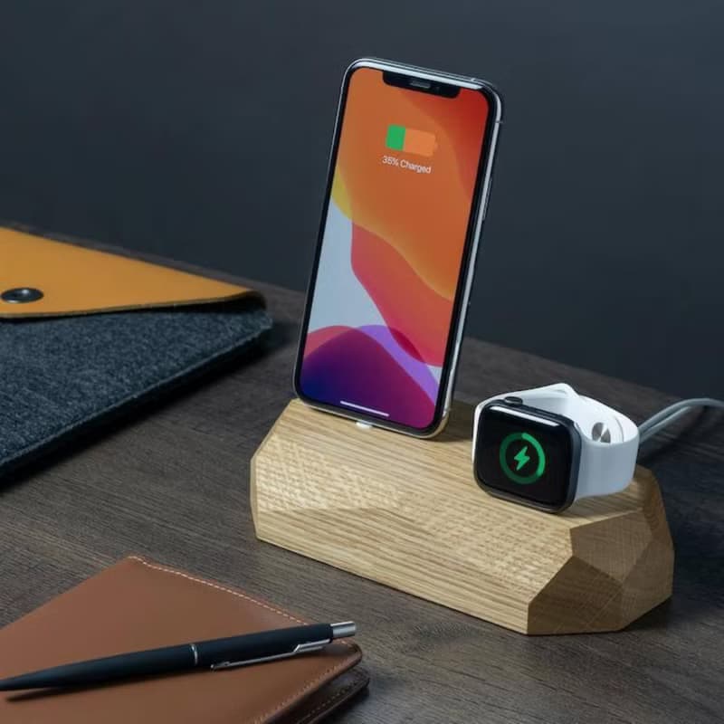 二合一實木iPhone充電器  蘋果手機充電器  實木Apple充電器 禮物