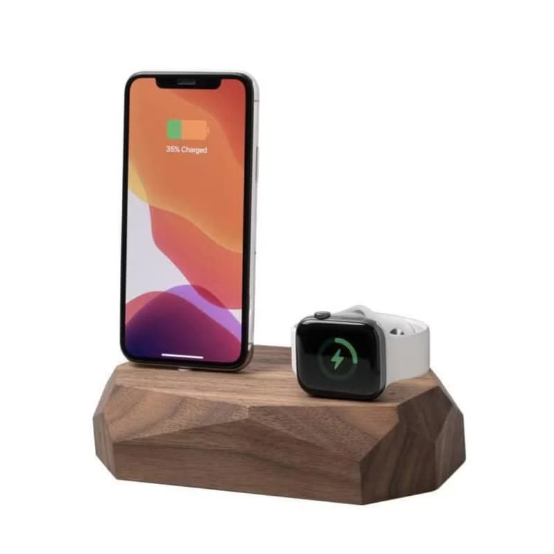 二合一實木iPhone充電器  蘋果手機充電器  實木Apple充電器 禮物