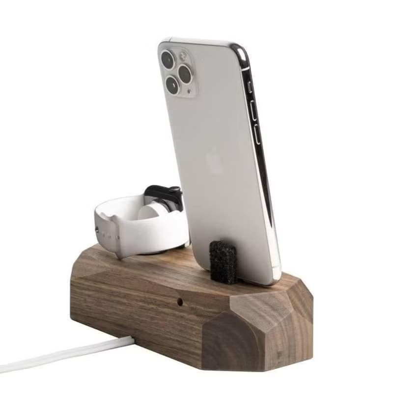 二合一實木iPhone充電器  蘋果手機充電器  實木Apple充電器 禮物