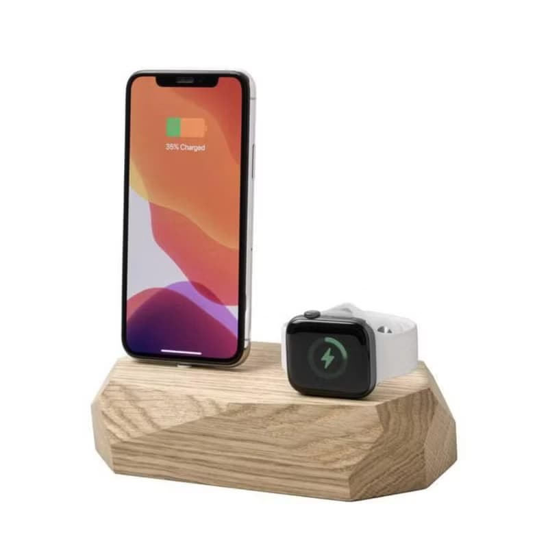 二合一實木iPhone充電器  蘋果手機充電器  實木Apple充電器 禮物