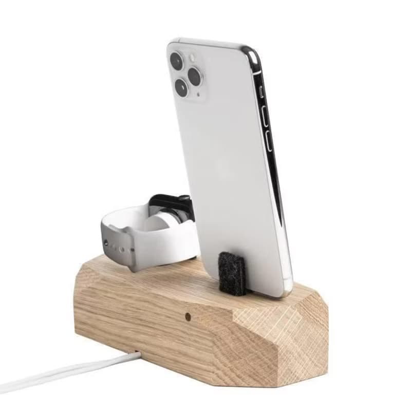 二合一實木iPhone充電器  蘋果手機充電器  實木Apple充電器 禮物