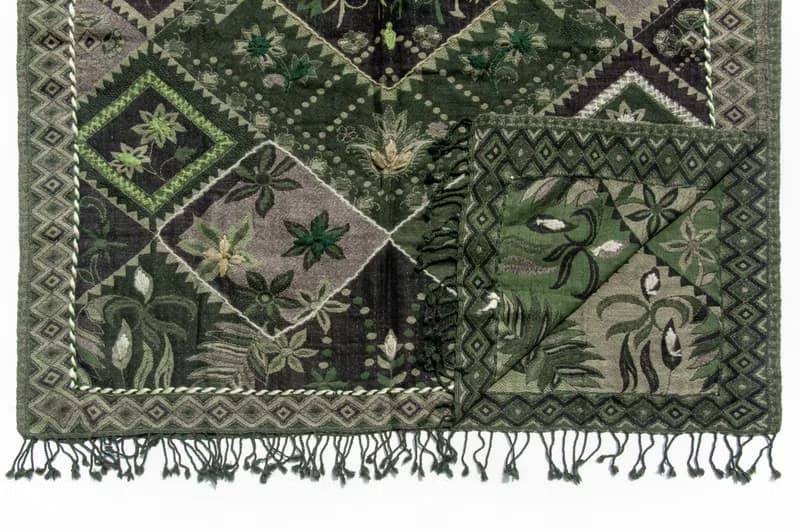 喀什米爾Cashmere刺繡羊毛披肩 針織圍巾 刺繡圍巾 克什米爾-花朵