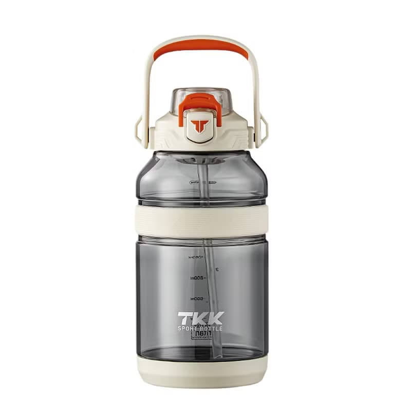【TKK】美國進口Tritan戶外攀峰 手提+背帶運動水壺2000ML-電光白
