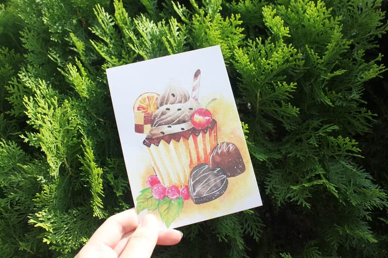 明信片　巧克力杯子蛋糕