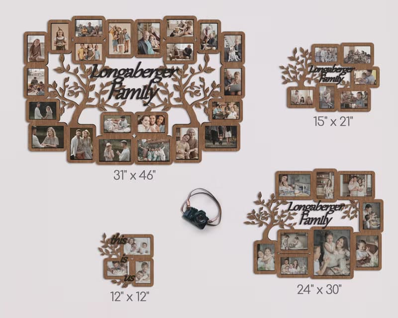 Personalized family tree photo gallery Wall mounted picture frame collage