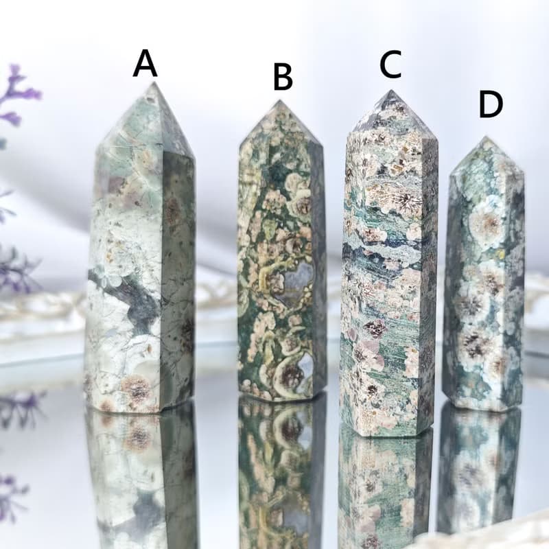 稀有綠櫻花瑪瑙 一柱擎天 中流砥柱 招財 心輪 晶柱 單品 禮物