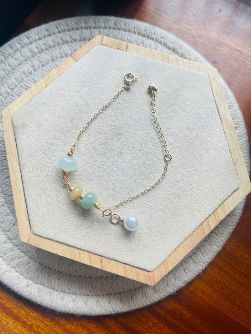 兔寶設計//翡翠手鍊、復古、古著、緬甸翡翠、天然翡翠