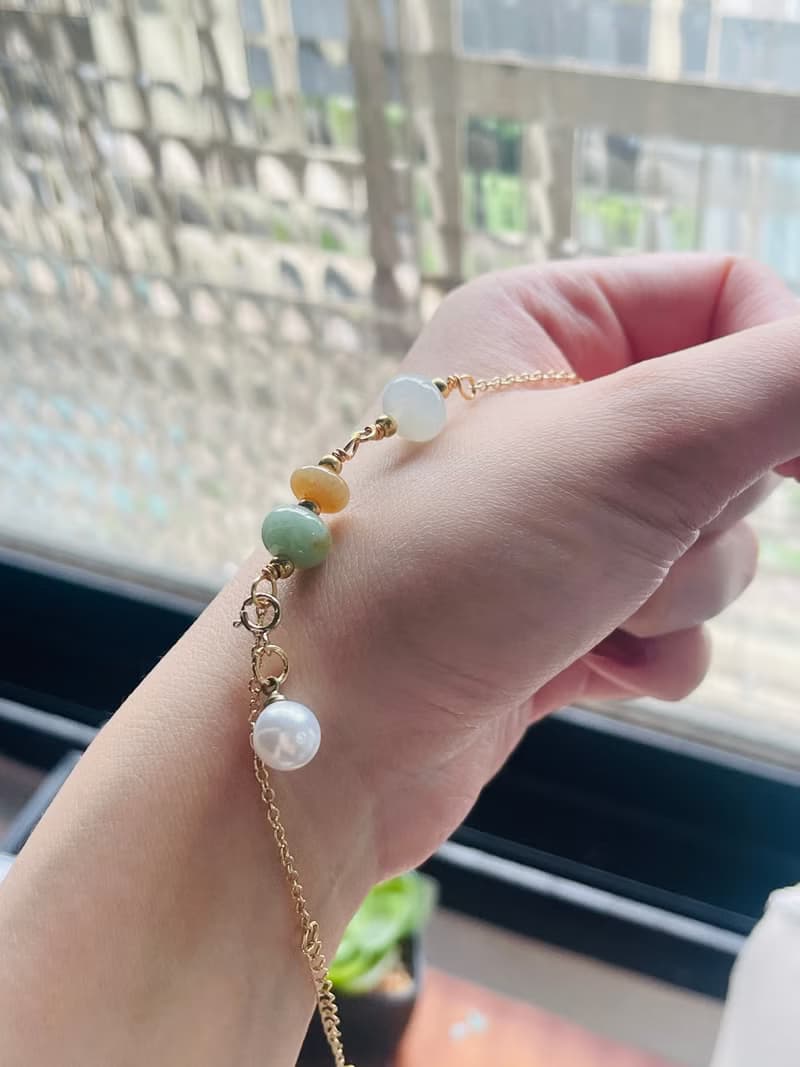 兔寶設計//翡翠手鍊、復古、古著、緬甸翡翠、天然翡翠