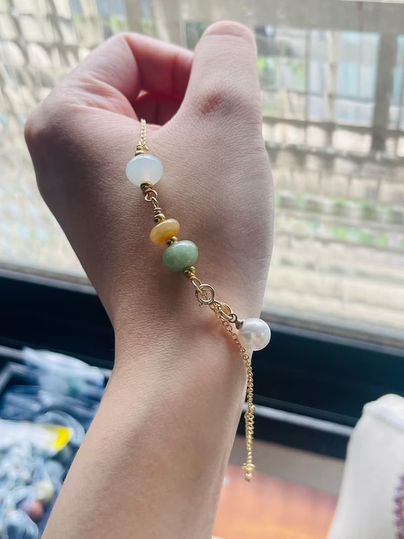 兔寶設計//翡翠手鍊、復古、古著、緬甸翡翠、天然翡翠