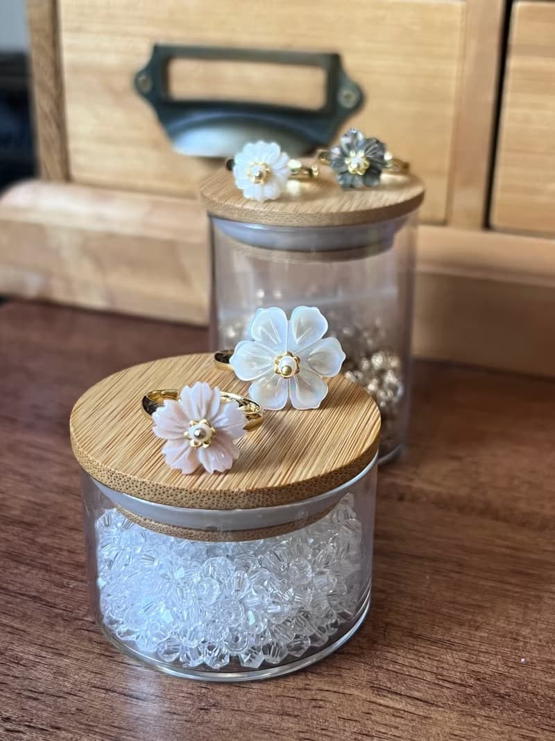 母親節 精選 貝殼小花 戒指 禮物 手作戒指