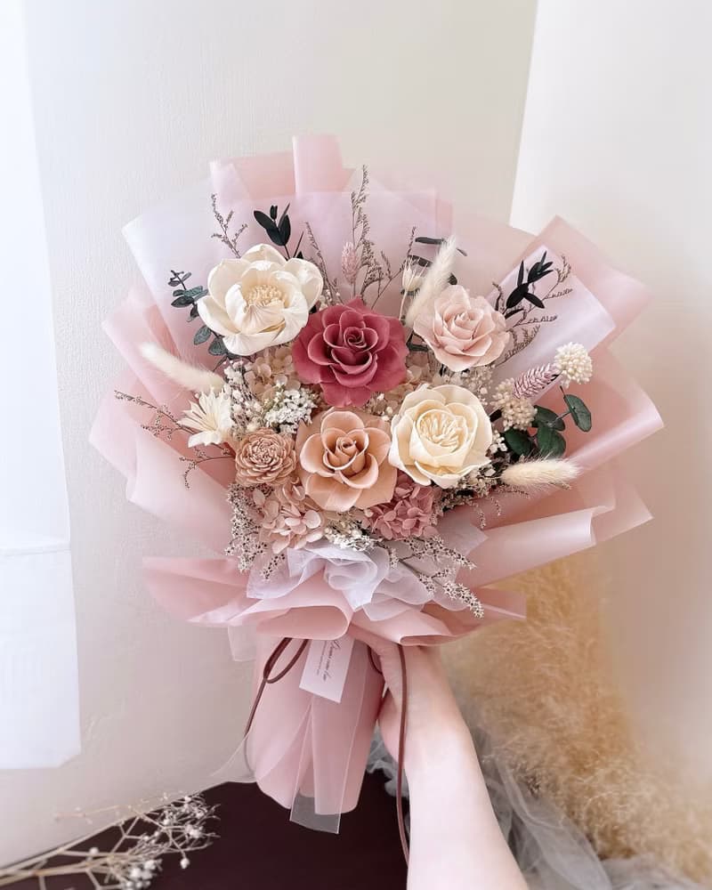 永生玫瑰花束-玫瑰序曲 l 玫粉色花束 藕粉色花束 情人節花束