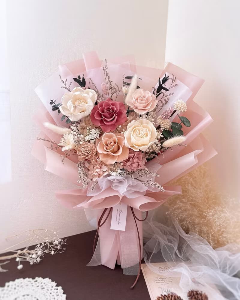 永生玫瑰花束-玫瑰序曲 l 玫粉色花束 藕粉色花束 情人節花束