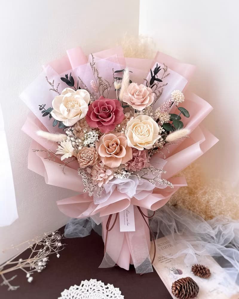 永生玫瑰花束-玫瑰序曲 l 玫粉色花束 藕粉色花束 情人節花束