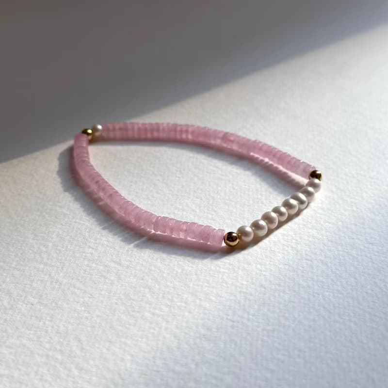 【天秤天蠍|10月】粉晶淡水珍珠18K簡約鍍金手鏈 鼓勵桃花 吸引愛