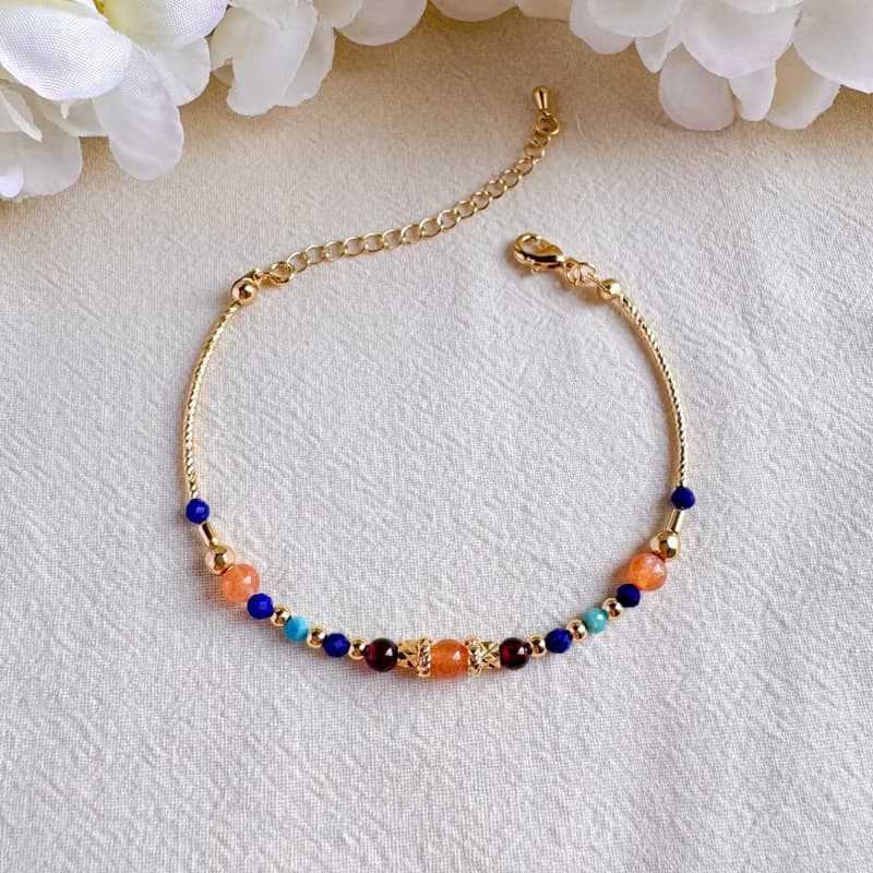 橙月亮石 青金石 石榴石 磷灰石 | 平衡身心靈 | 手鍊手環
