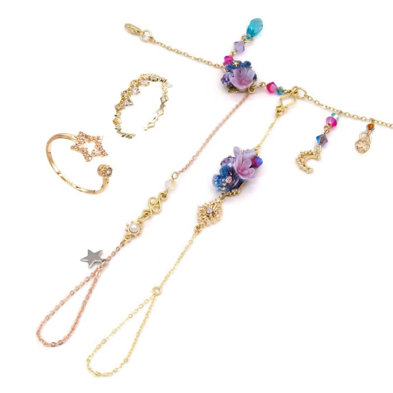 Valeria 婓夜 : 星橋小花束雙層十字手鍊