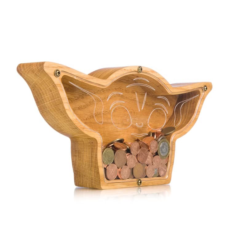 Wood piggy bank star ALIEN Baby shower gift wooden wars toy big ears