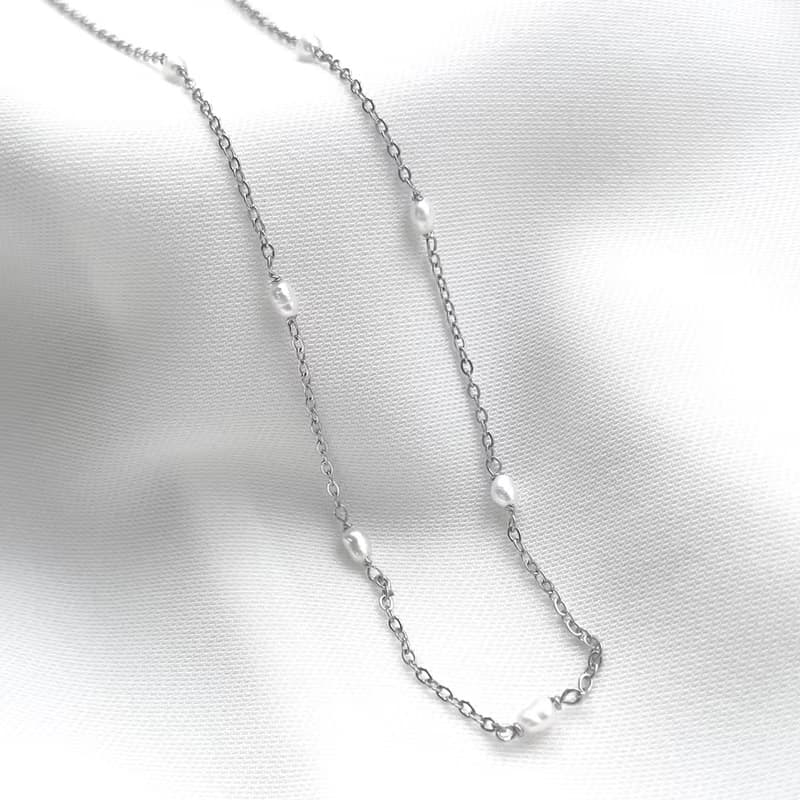 可愛い 小粒 パール 華奢 ネックレス 金属アレルギー対応/淡水パール/サージカルステンレス　珍珠　14k 项链　防過敏　珍珠项链　珍珠項鍊