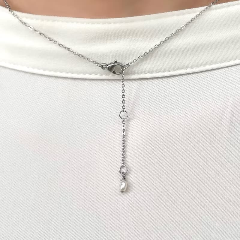 可愛い 小粒 パール 華奢 ネックレス 金属アレルギー対応/淡水パール/サージカルステンレス　珍珠　14k 项链　防過敏　珍珠项链　珍珠項鍊