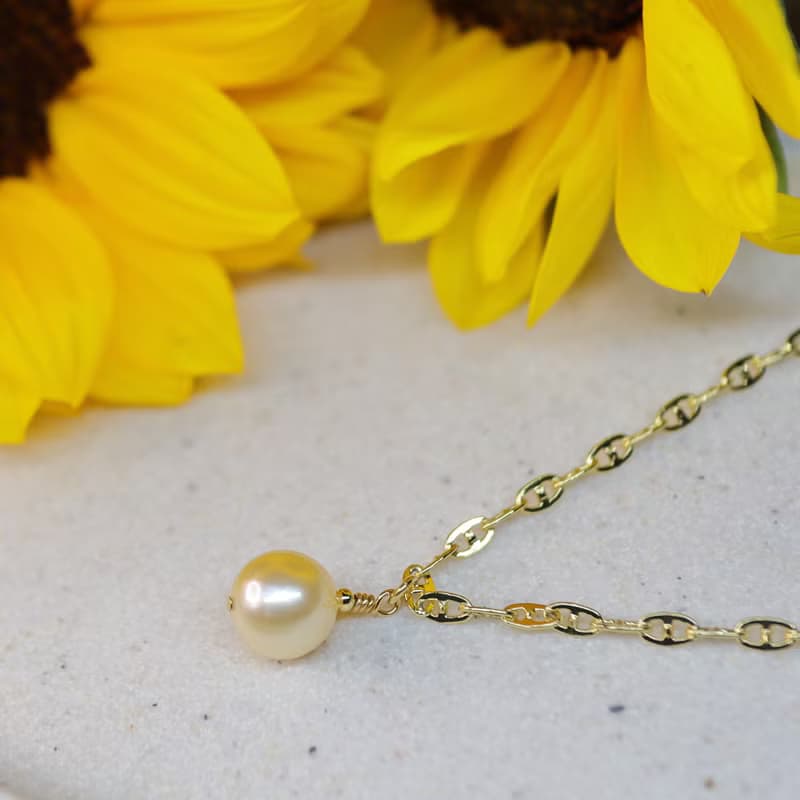 【綠參差】南洋金珠海水珍珠手鍊 | 春景之珠