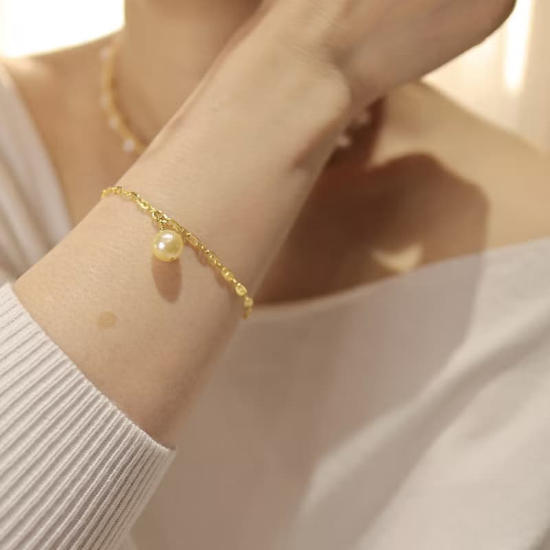 【綠參差】南洋金珠海水珍珠手鍊 | 春景之珠