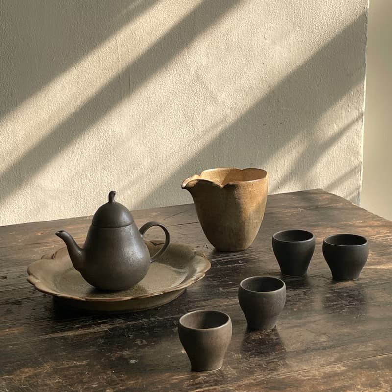 黑梨茶具組_陶壺瓷杯