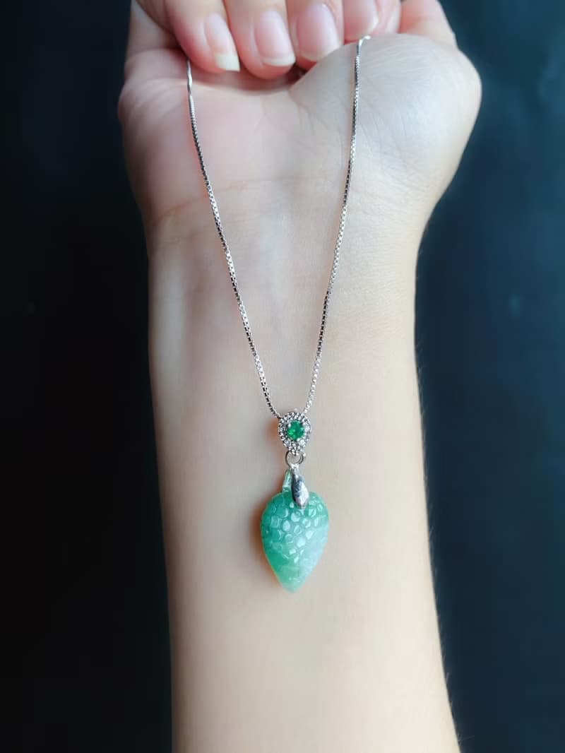 富足 天然緬甸玉翡翠 飄花 葡萄 項鍊 禮物 長輩禮 生日禮物