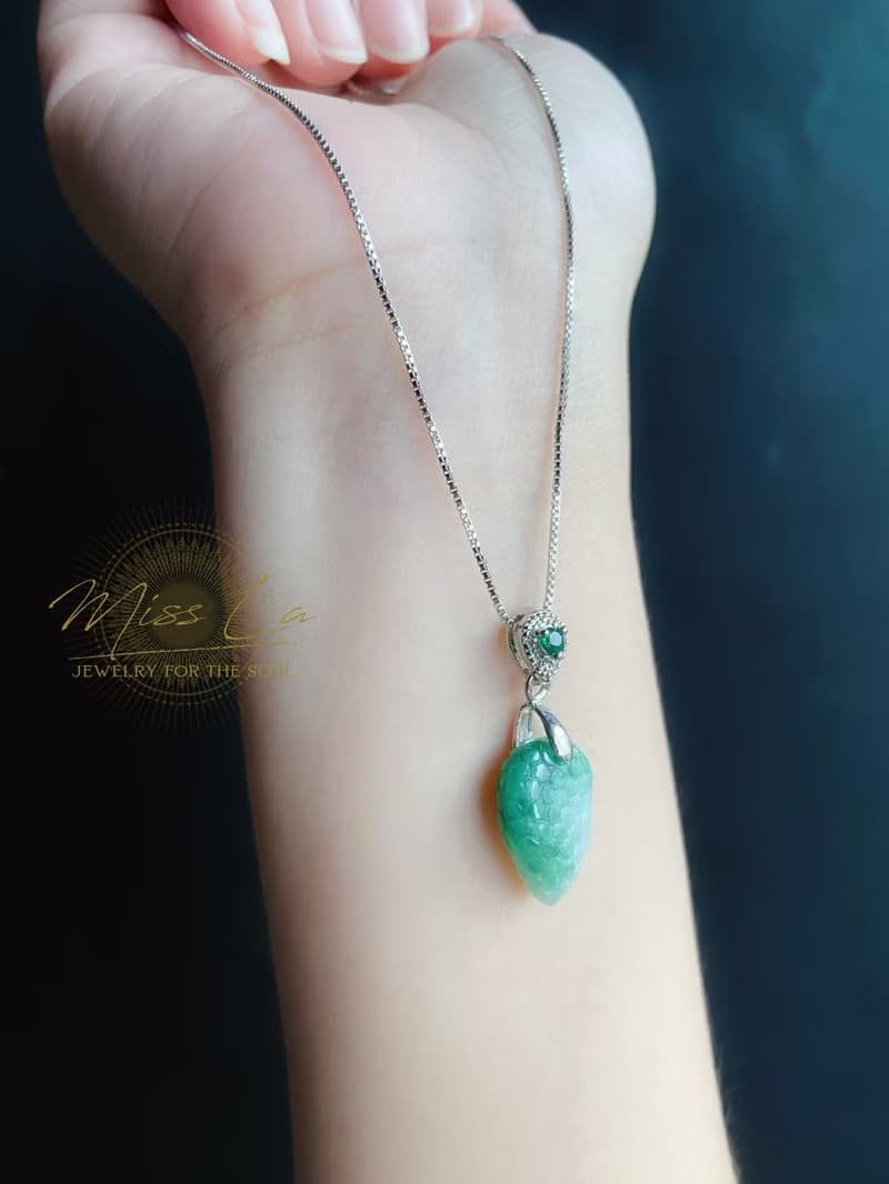 富足 天然緬甸玉翡翠 飄花 葡萄 項鍊 禮物 長輩禮 生日禮物