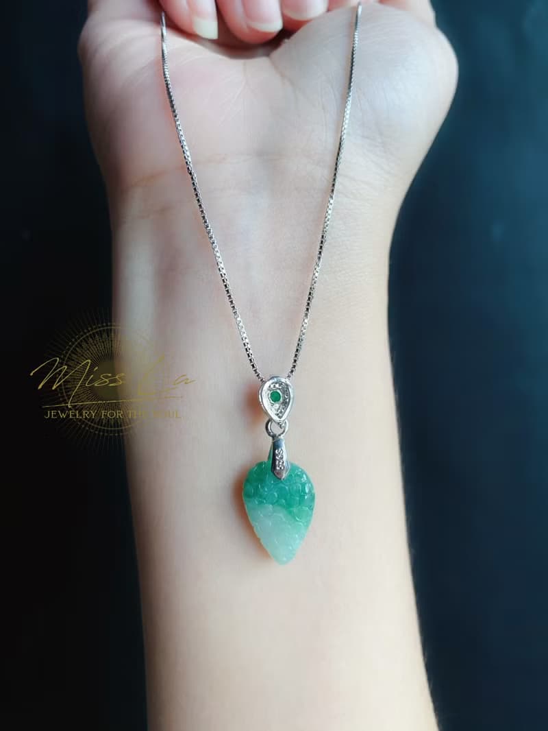 富足 天然緬甸玉翡翠 飄花 葡萄 項鍊 禮物 長輩禮 生日禮物