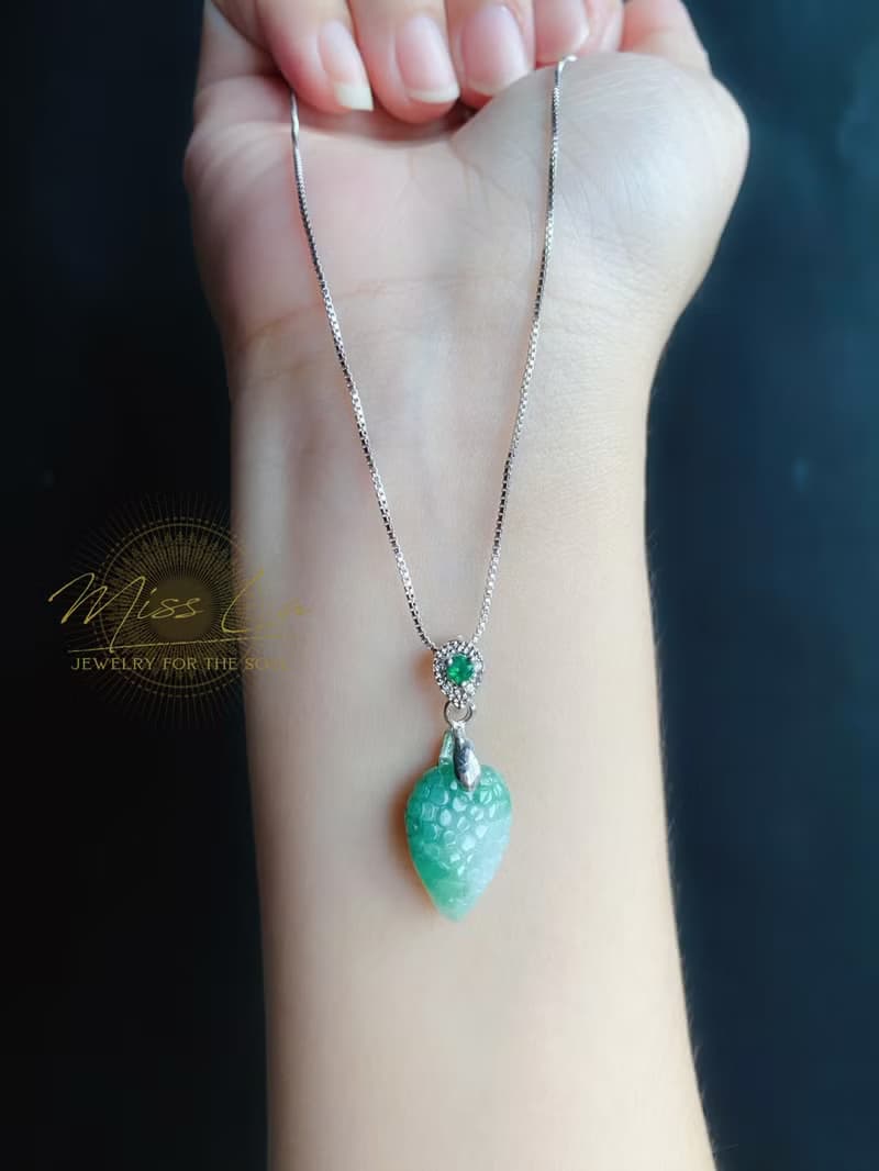 富足 天然緬甸玉翡翠 飄花 葡萄 項鍊 禮物 長輩禮 生日禮物