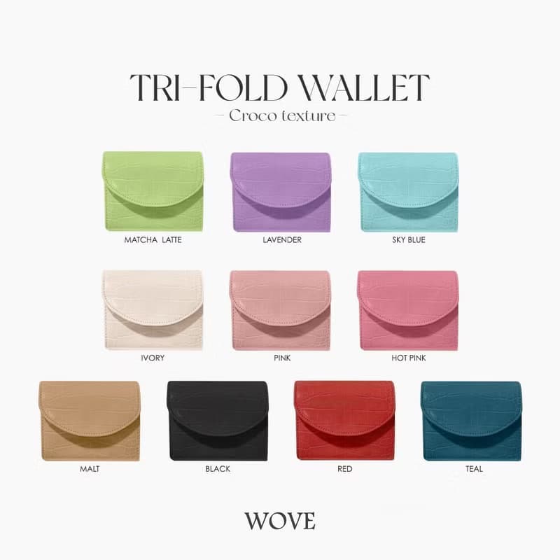 WOVE - Trifold Wallet (Croco Texture) in Teal