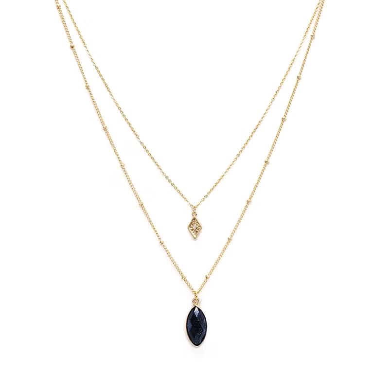 事業 x 藍金沙 鋯石 手作飾品 18K金【莉莉安】雙層項鍊