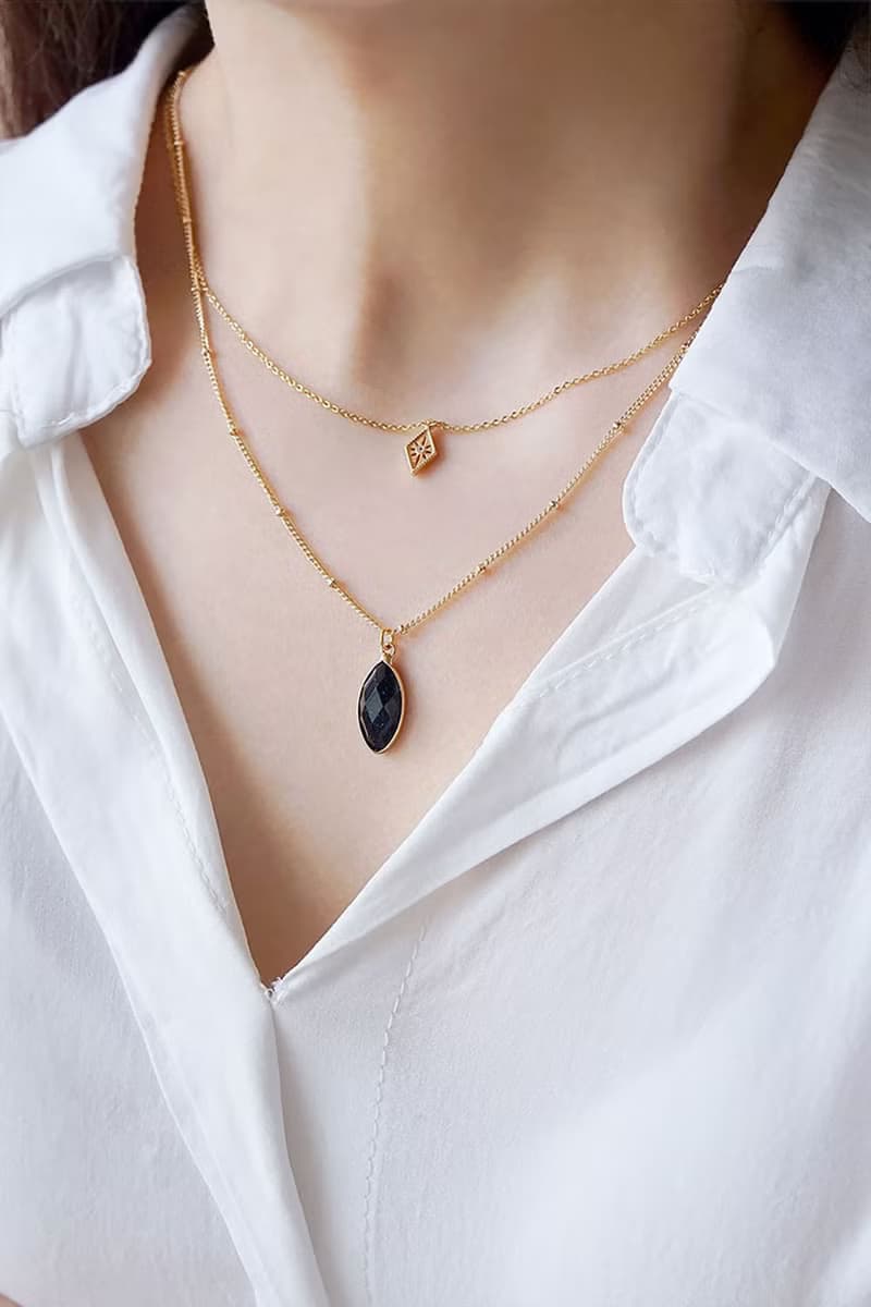 事業 x 藍金沙 鋯石 手作飾品 18K金【莉莉安】雙層項鍊
