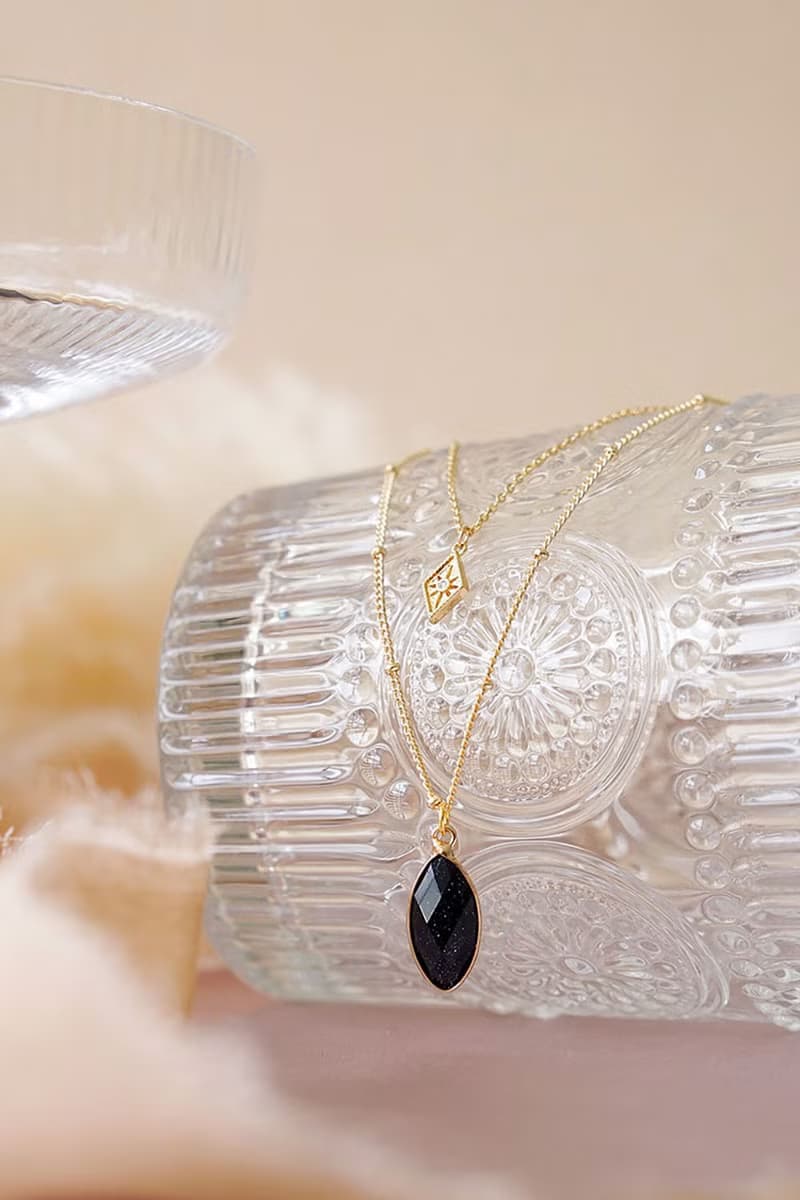 事業 x 藍金沙 鋯石 手作飾品 18K金【莉莉安】雙層項鍊