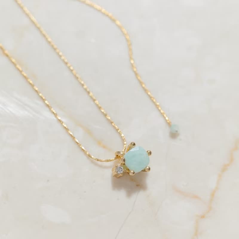 【水瓶座生日石】天河石 Amazonite 天然石項鍊 韓國製造