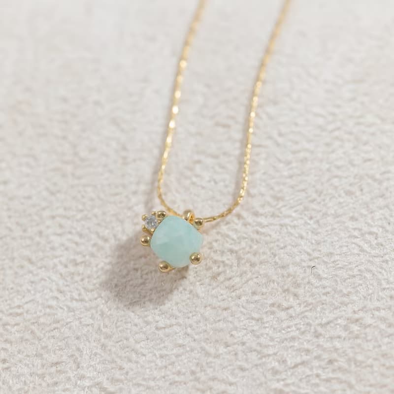 【水瓶座生日石】天河石 Amazonite 天然石項鍊 韓國製造